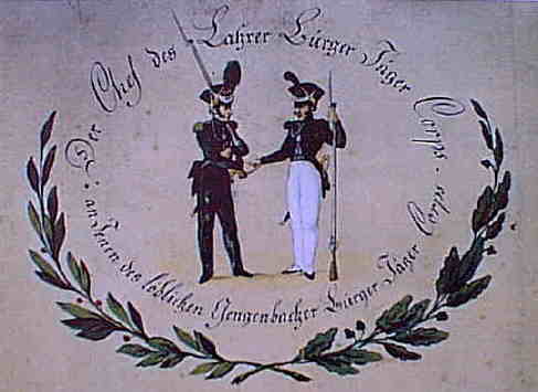 Grafischer Bereich des Schreiben des Lahrer Jägercorps von 1832