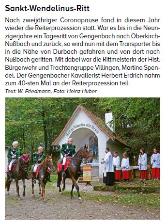 Bürgergarde Gengenbach - Wendelinusritt - Bürger im Bunten Rock