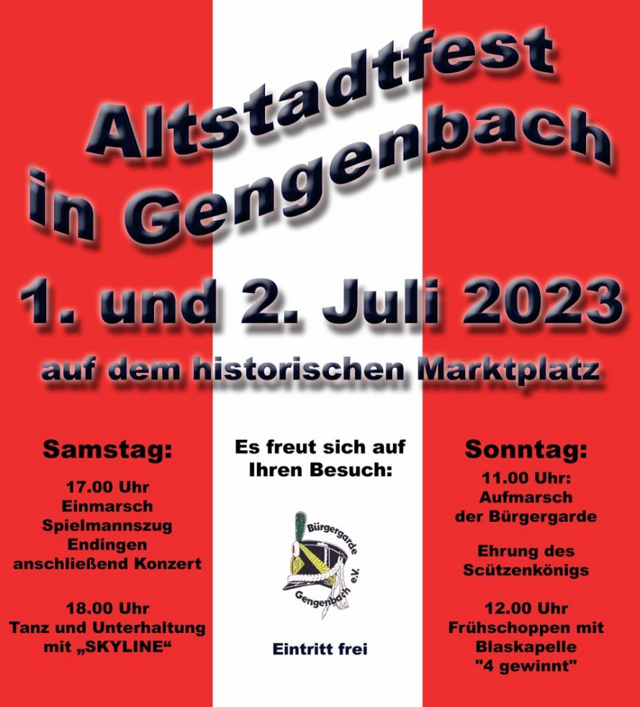 Bürgergarde Gengenbach - Plakat Altstadtfest 2023 mit Programm